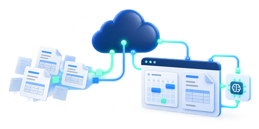 Nube conectada a una agenda y facturas digitales